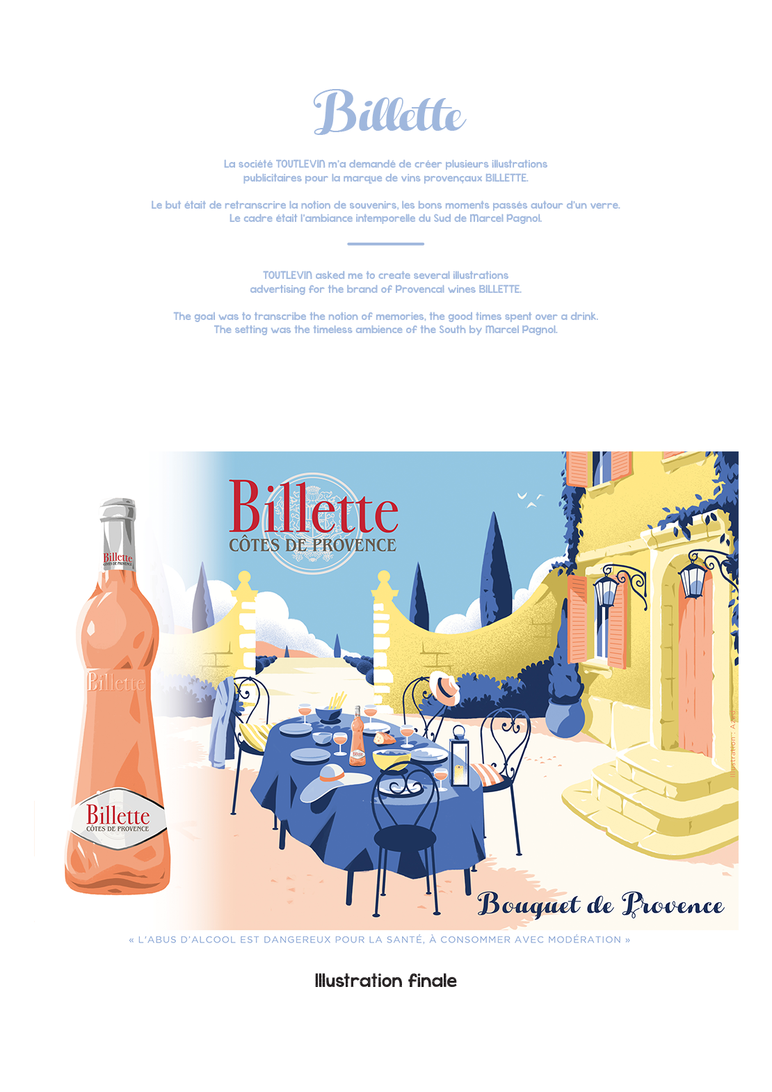 Affiche illustrée pour la marque Billette
